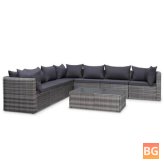 Garden Lounge Set with Cushions and Rattan Gray