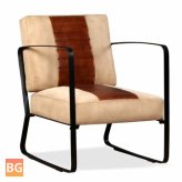 Lounge chair - real leather and canvas