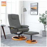 Gray Leather Massage Chair with Footrest