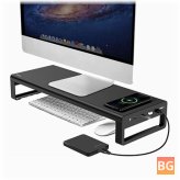 Monitor Riser with Wireless Charging, 4 USB 3.0 Ports