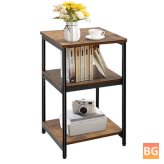 Nightstand with Shelf, 3 Tier, W/ Adjustable Table