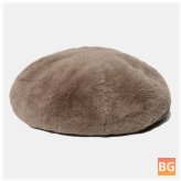 Newsboy Hats for Women - Faux Rabbit Fur Autumn Winter Cold Protection Painter Cap