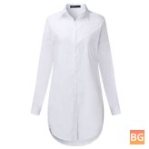 Button Turn Down Blouse for Women