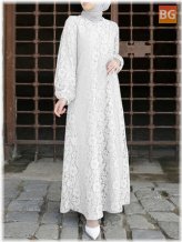 Cotton Lace Abaya Kaftan Midi Dress for Women