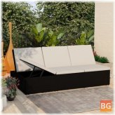 Sun Bed with Cushion - Poly Rattan