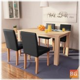 Table with Chairs and Furniture - Artificial Leather and Oak Black