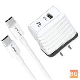 Konfulon C32D Fast Charging Cable for iPhone 12 Pro Max - US/EU Plug