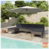 6 Piece Garden Lounge Set with Cushions and Rattan Gray