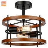Homespun Ceiling Lamp with 2 Lights - Rustic Vintage Wood