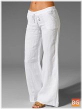 Womens Loose Cotton Trousers - Pure Color