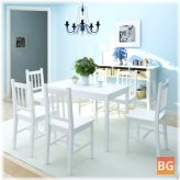 Pine Wood Dining Table Set with 6 Chairs - High Quality