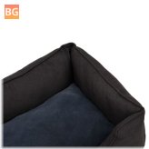 Dog Bed Linen Look 110.5x80.5x26 cm Fleece Gray
