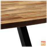 Teak Wood Coffee Table with Solid Base and Round Top