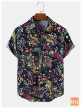 Short Sleeve Shirts with Men's Paisley Graphic Design