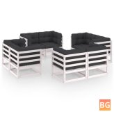 Garden Lounge Set with Cushions - Solid Pinewood