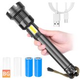 Outdoor Flashlight with Zoomable COB and Most Powerful Torch - 26650 Battery & USB Rechargeable