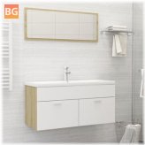 Bathroom Set - White and Sonoma Oak