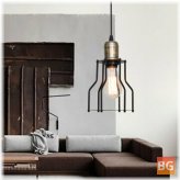 Adjustable Vintage Pendant Light with Metal Cage Shade