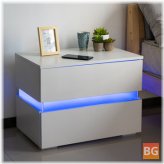 LED Gloss Nightstand with Drawers for Home and Office
