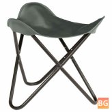 Butterfly stool with gray leather