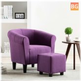 Two-seater armchair with hocker fabric purple