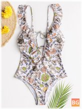 8-Pack Floral Print Straps One Piece swimwear for Women