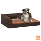 Dog Bed - Ergonomic Linen Look - 75x53 cm - fleece brown