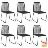 Outdoor Chairs - 6 Pcs Rattan Black