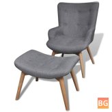 Armchair with Footstool in Gray Fabric