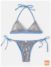 Solid Colors Halter Top for Women - Backless Bikini String Beachwear