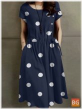 Short Sleeve Dress with Dot Print