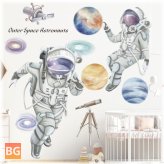 Space Theme Astronaut Wall Sticker Dormitory Living Room Wall Decor Home Decor 3D Kids Room Decoration