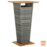 Gray Table with Rattan and Wood