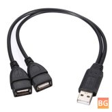 Y Splitter Cable for USB 2.0 - Male to Female