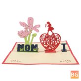 Creative Red Paper Carving 3D Card - ThankYou Day Gift for Families
