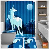 Waterproof Unicorn Moon Curtain - Bathroom Toilet Rug