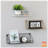 Wrought Iron Shelf with Grid - Nordic