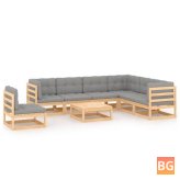 Garden Lounge Set with Cushions - Solid Pinewood