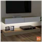 TV Cabinet with LED Lights - White and Oak 47.2