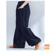 Women's casual elastic waist pants with zipper