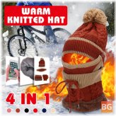 Winter Thicken Women's Touch Screen Gloves with Neckerchief Scarf and Knitted Pompom Beanie Hat Cap