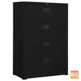 Black filing cabinet with 36