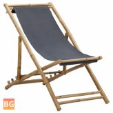 Dark Gray Deck Chair with Bamboo Seat