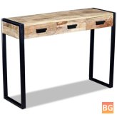 Solid mango wood wall table with 3 drawers