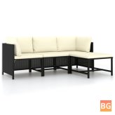 Garden Sofa Set - Black Poly Rattan
