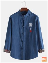 Chinese-Style Embroidery Shirt - Men's