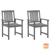 Director's Chairs with Cushions (2 pcs) Gray Solid Acacia Wood