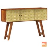 120x30x80 Cm Solid Wood Sideboard With Gold Print
