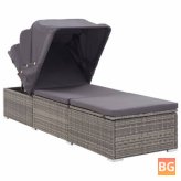 Sun Lounger with Canopy and Cushion - Gray