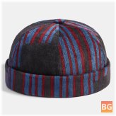 Beanie with Patchwork Pattern and Stripe - Landlord Cap